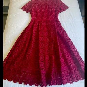 NWOT Rachel Parcell Red Bordeaux Lace Dress